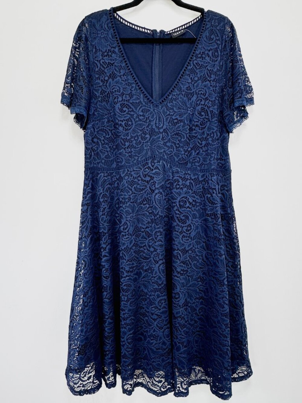 Torrid Navy Blue Lace Fit & Flare Cocktail Dress Size 14 Wedding Guest Feminine